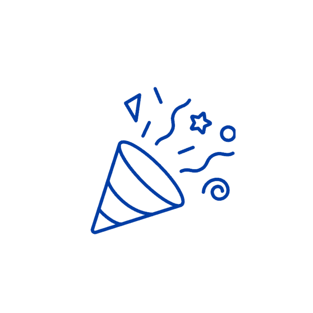Zelle Free Celebration icon of party cone with confetti coming out of it