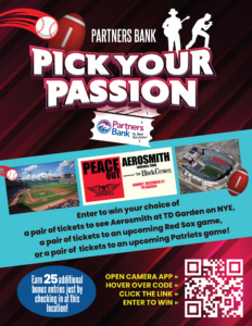 Partners Bank Pick Your Passion Poster with details about the Pick Your Passion giveaway. 