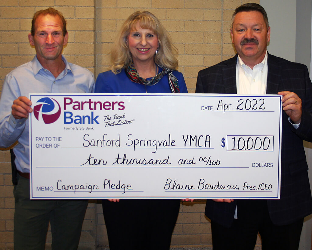 Partners Bank Donates $10,000 to the Sanford/Springvale YMCA Annual Giving Campaign